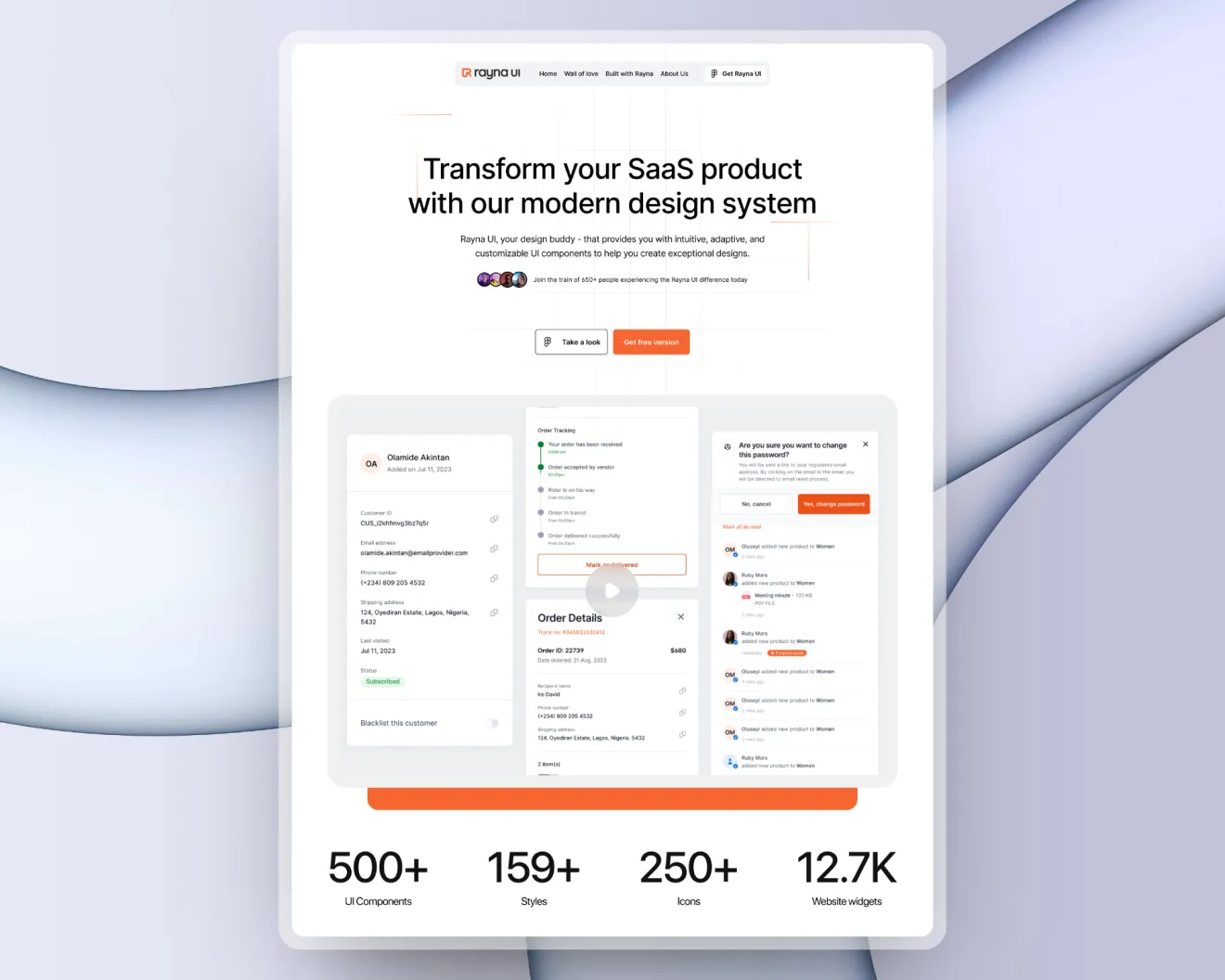 Rayna UI Design System Site Mockup