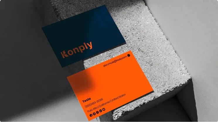 Business cards from a client branding project Rvysion worked on for Konply